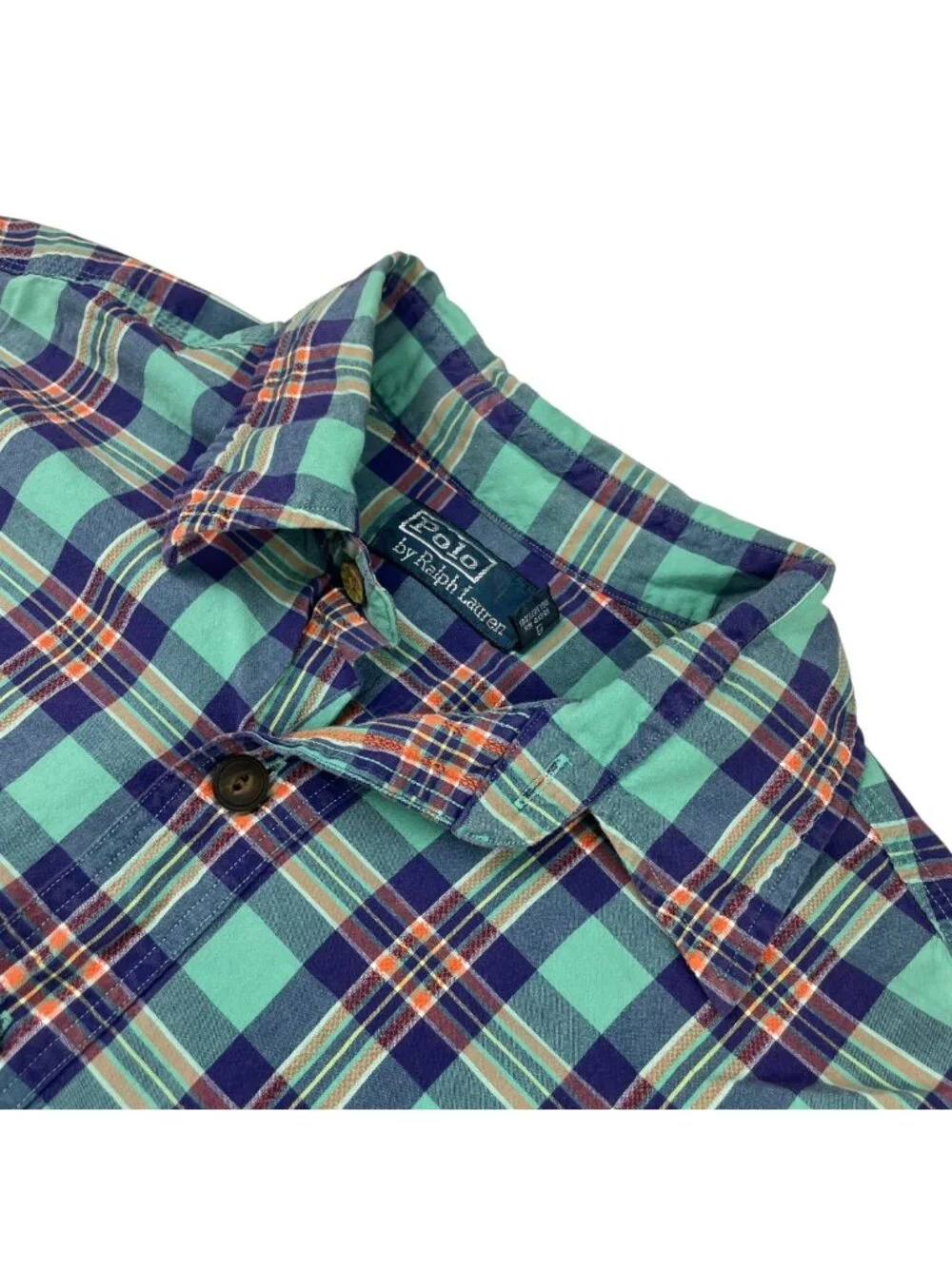 Polo Ralph Lauren Men's 100% Cotton Work Shirt Teal/Blue Plaid • Large